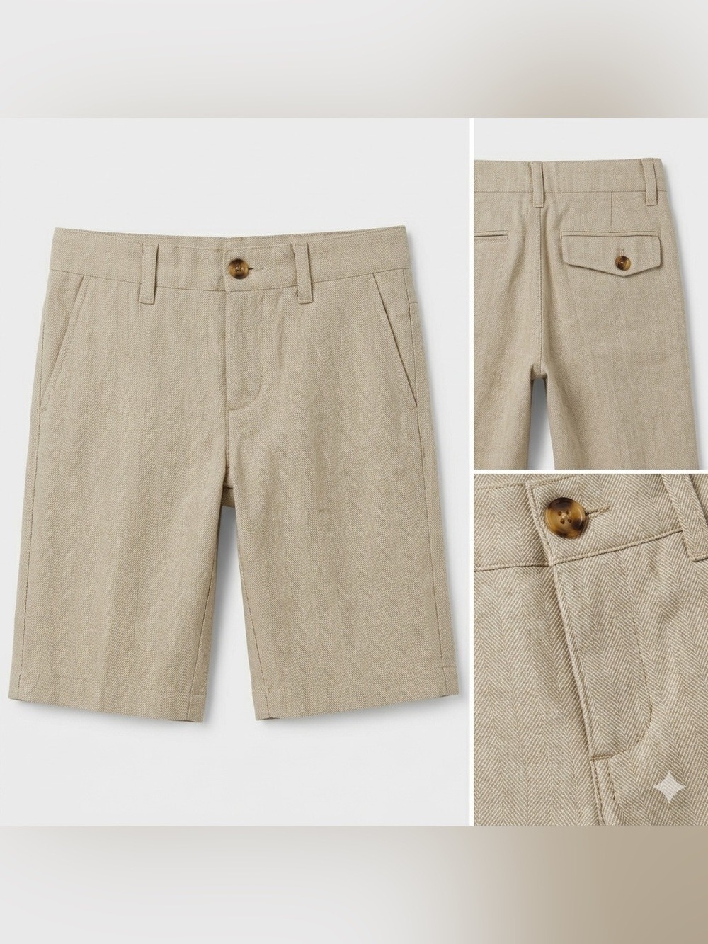 Appaman Tan Herringbone Boys Shorts